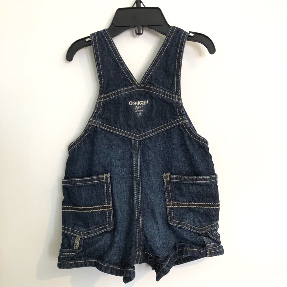 Oshkosh Bgosh Baby Blue Denim Overalls 6M - Picture 4 of 9